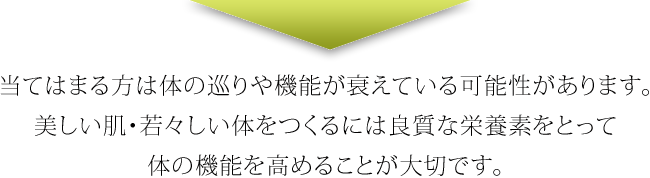 当てはまる方は体の巡りや機能が衰えている可能性があります